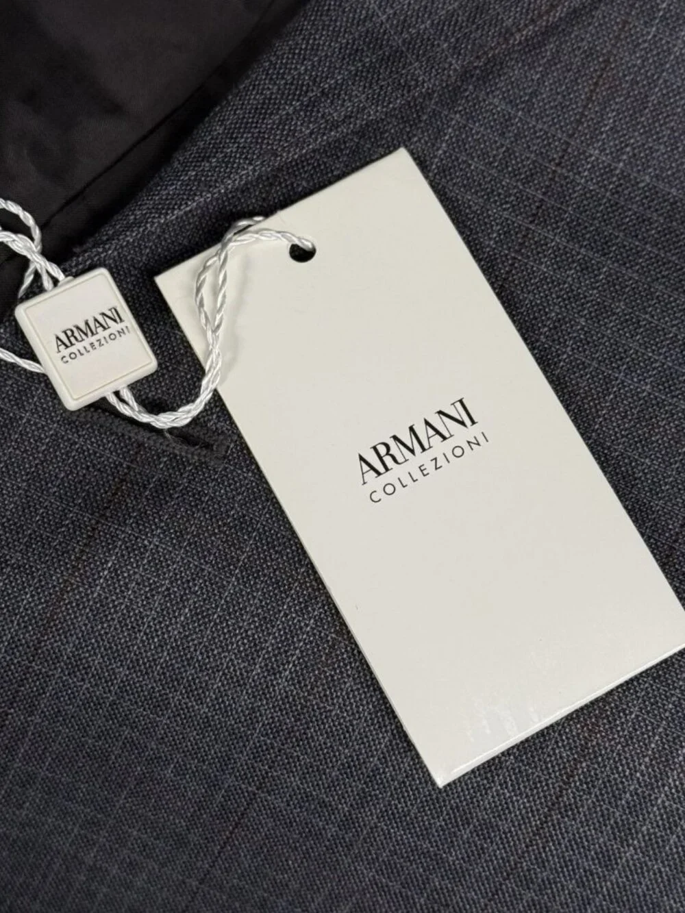 ARMANI COLLEZIONI Grey Wool Check Pattern Suit Blazer Jacket